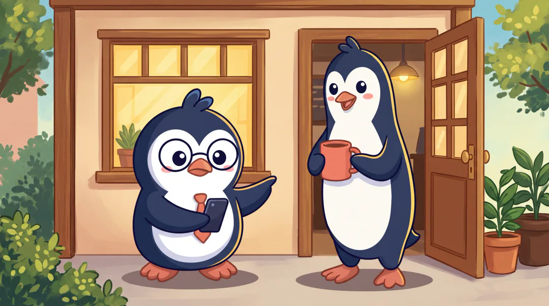 Quippy penguins illustrating how to ask someone to hang out.